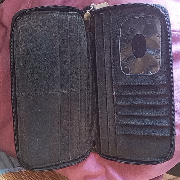 Black Zipper wallet with silver zipper rufflel accents - Picture 4 of 5